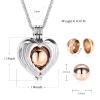 Cremation Jewelry Memories Lockets Urn Necklace for Ashes for Women Men Heart with Angel Wing Keepsake Hollow Ball Urn Pendant for Human Pet Ashes, Rose Gold view 2