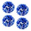 4Pcs Metallic Cheerleading Pom Poms, Creatiee 2 Pair Cheerleader Cheering Squad Pompoms for School Sports Dance Games Team Spirit Cheer (Blue White) view 1