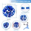 4Pcs Metallic Cheerleading Pom Poms, Creatiee 2 Pair Cheerleader Cheering Squad Pompoms for School Sports Dance Games Team Spirit Cheer (Blue White) view 2