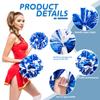 4Pcs Metallic Cheerleading Pom Poms, Creatiee 2 Pair Cheerleader Cheering Squad Pompoms for School Sports Dance Games Team Spirit Cheer (Blue White) view 3