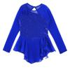 Agoky Kids Girls Sequins Figure Ice Skating Dress Hollow Back Mesh Gymnastics Leotard Wrap Skirt Ballet Lyrical Dance Costume Royal Blue 4 Years view 3