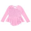 Agoky Kids Girls Sequins Figure Ice Skating Dress Hollow Back Mesh Gymnastics Leotard Wrap Skirt Ballet Lyrical Dance Costume Pink 14 Years view 3