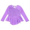Agoky Kids Girls Sequins Figure Ice Skating Dress Hollow Back Mesh Gymnastics Leotard Wrap Skirt Ballet Lyrical Dance Costume Light Purple 6 Years view 3
