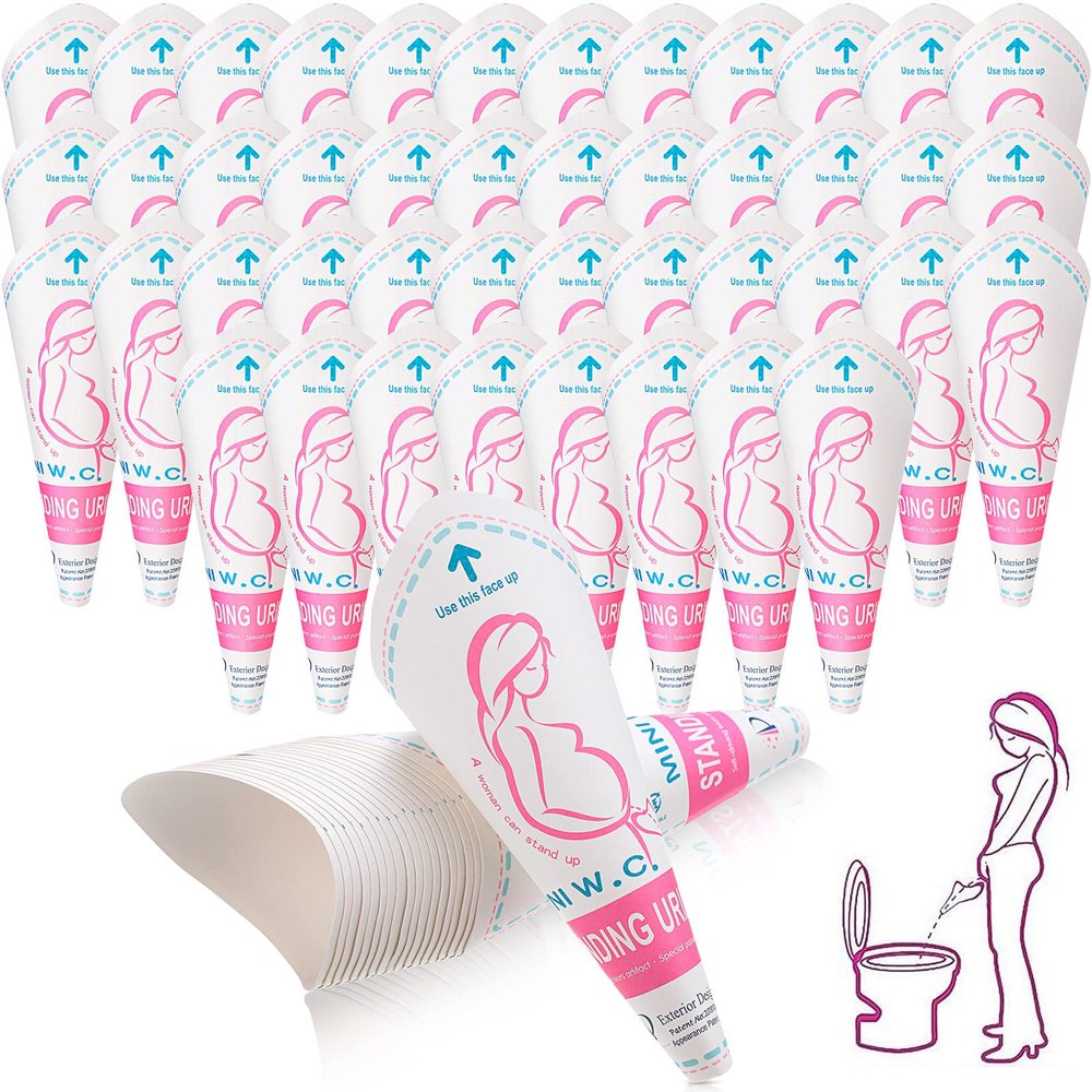 120 Pcs Disposable Pee Funnel for Women Female Urination Device Portable Waterproof Standing Female Urinal Funnel for Women Travel Pee Cup Urine Pocket Toilet for Camping Hiking Travel Pregnant