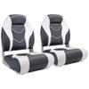 NORTHCAPTAIN Deluxe Marine High Back Folding Boat Seat,Stainless Steel Screws Included,White/Charcoal(2 Seats) view 1