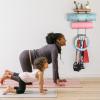 VINAEMO Yoga Mat Holder Accessories Wall Mount Organizer Storage Decor Foam Roller and Towel Storage Rack with 4 Hooks and Wooden Shelves Yoga Mats Rack Resistance Bands for Home Gym School Office view 2