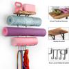 VINAEMO Yoga Mat Holder Accessories Wall Mount Organizer Storage Decor Foam Roller and Towel Storage Rack with 4 Hooks and Wooden Shelves Yoga Mats Rack Resistance Bands for Home Gym School Office view 3