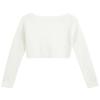 Daydance Long Sleeve White Boat Neck Girls Pullover Sweater for Dance, Ballet, Performance, Work Out in Winter view 4