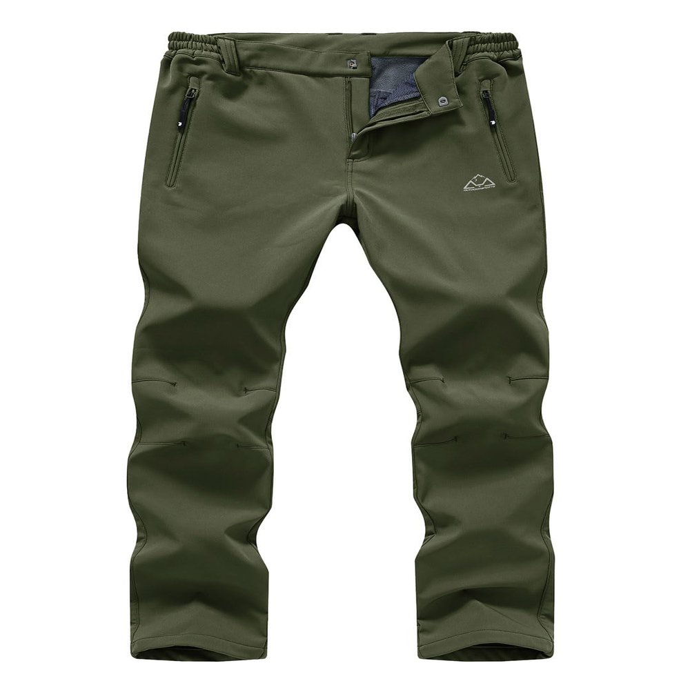 YSENTO Women's Fleece Lined Pants Winter Snow Ski Waterproof Insulated Softshell Hiking Mountain Pants ArmyGreen Size XL