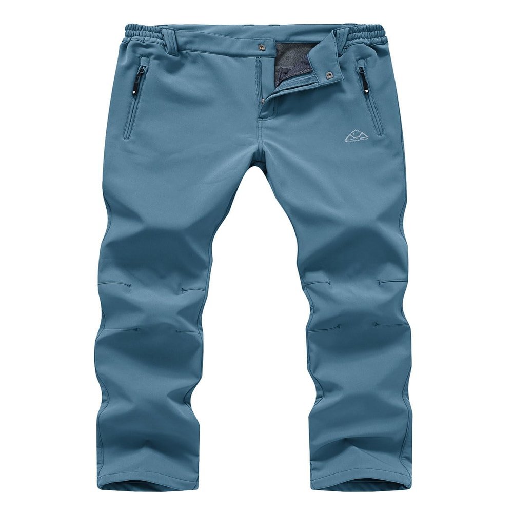 YSENTO Women's Fleece Lined Pants Winter Snow Ski Waterproof Insulated Softshell Hiking Mountain Pants Grey Blue Size XS