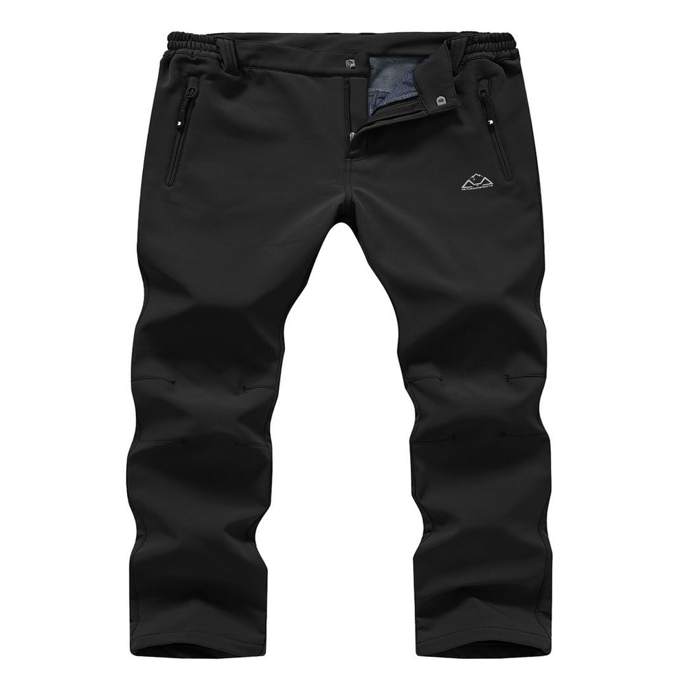 YSENTO Women's Fleece Lined Pants Winter Snow Ski Waterproof Insulated Softshell Hiking Mountain Pants Black Size L