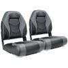 NORTHCAPTAIN Deluxe Marine High Back Folding Boat Seat,Stainless Steel Screws Included,Dark Grey/Black(2 Seats) view 1