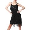 ABAFIP Womens Sequin Tassel Dance Costume Dress Glitter Sparkle Latin Salsa Dress Ballroom Dancewear Black Large view 1