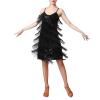 ABAFIP Womens Sequin Tassel Dance Costume Dress Glitter Sparkle Latin Salsa Dress Ballroom Dancewear Black Large view 2