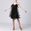 ABAFIP Womens Sequin Tassel Dance Costume Dress Glitter Sparkle Latin Salsa Dress Ballroom Dancewear Black Large view 3