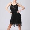 ABAFIP Womens Sequin Tassel Dance Costume Dress Glitter Sparkle Latin Salsa Dress Ballroom Dancewear Black Large view 4