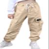 AOWKULAE Women's Cargo Pants, Tapered Joggers Drawstring Elastic Waist Pants with Pockets for Women, Khaki, X-Large view 1