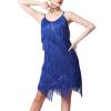 ABAFIP Womens Sequin Tassel Dance Costume Dress Glitter Sparkle Latin Salsa Dress Ballroom Dancewear Royal Blue Medium view 1