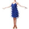 ABAFIP Womens Sequin Tassel Dance Costume Dress Glitter Sparkle Latin Salsa Dress Ballroom Dancewear Royal Blue Medium view 2