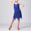 ABAFIP Womens Sequin Tassel Dance Costume Dress Glitter Sparkle Latin Salsa Dress Ballroom Dancewear Royal Blue Medium view 3