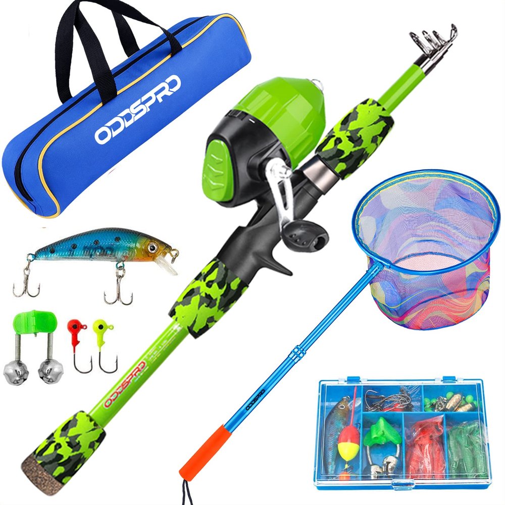 ODDSPRO Kids Fishing Pole and Kids Fishing Net with Carbon