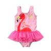 Toddler Baby Girls Swimsuit Sleeveless One Piece Flamingo Bikini Swimming Ruffled Beach Swimwear Bathing Suits (1#Pink, 3-4T) view 1