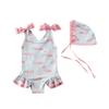 Toddler Baby Girls Swimsuit Sleeveless One Piece Flamingo Bikini Swimming Ruffled Beach Swimwear Bathing Suits (2#Blue, 4-5T) view 1