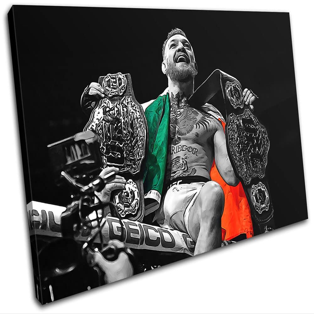 Bold Bloc Design - Conor McGregor UFC Pop Art Comic Sports 75x50cm SINGLE Canvas Art Print Box Framed Picture Wall Hanging - Hand Made In The UK - Framed And Ready To Hang 0021-0025(00B)-SG32-LO-C