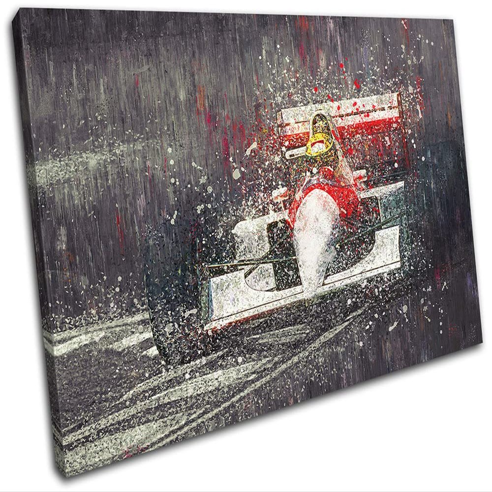 Bold Bloc Design - Abstract F1 Retro Formula One Sports 75x50cm SINGLE Canvas Art Print Box Framed Picture Wall Hanging - Hand Made In The UK - Framed And Ready To Hang 0021-0102(00B)-SG32-LO-C
