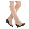 Bcshiye Womens Knee High Wedge Heel Boots Suede Winter Fur Lined Boots Slip On Round Toe Snow Warm Booties view 2