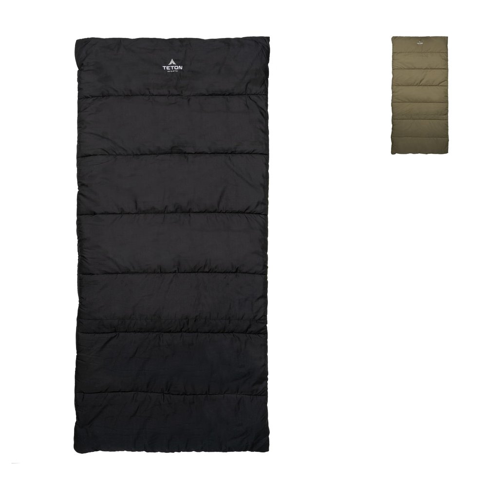 Teton Evergreen Sleeping Bag Spacious Fit and Cozy Warmth for Adults Options for Camping in Any Weather 35F, Night & Olive