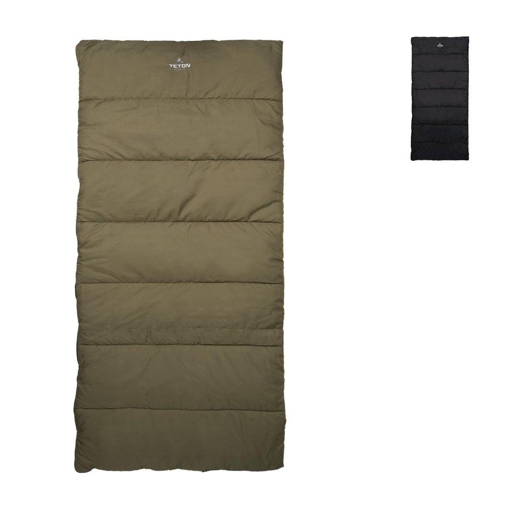 Teton Evergreen Sleeping Bag for Adults  Warm & Cozy All-Season Camping Sleeping Bag with Spacious Fit for Cold Weather or Mild Nights, 35F, Olive & Stone
