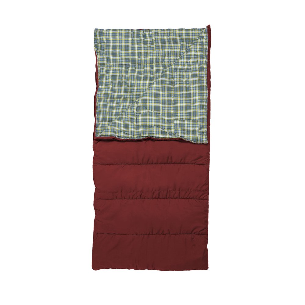 Teton Evergreen Sleeping Bag for Adults Warm & Cozy All-Season Camping Sleeping Bag with Spacious Fit for Cold Weather or Mild Nights, 0F, Barn & Blue