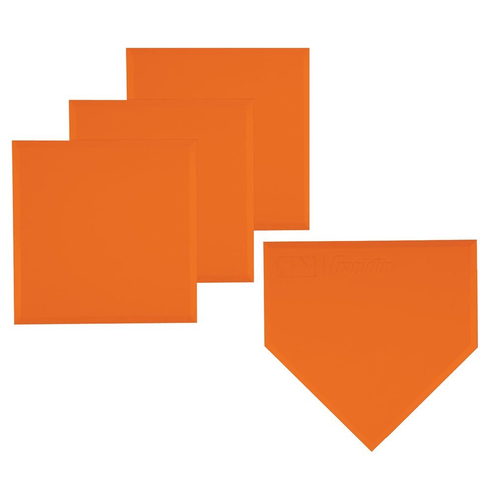 Franklin Sports MLB Baseball Base Set - Throw Down Rubber Bases for Baseball, Softball + Kickball with Home Plate - Portable Backyard Set - Orange
