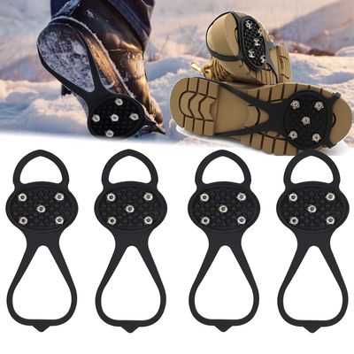 2 Pair Non-Slip Ice Snow Spikes for Walking,Universal Snow Traction Cleats for Shoes,Boot,Durable 5 Steel Ice Shoes Grips-M Size