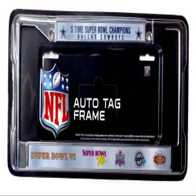 Dallas Cowboys License Plate Frame 5X Champions Chrome Metal Tag Cover Football