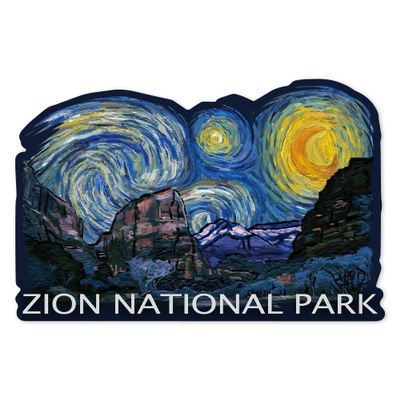 Die Cut Sticker Zion National Park, Utah, Starry Night National Park Series, Vinyl Sticker, (Waterproof Decal for Cars, Water Bottles, Laptops, Coolers), Large