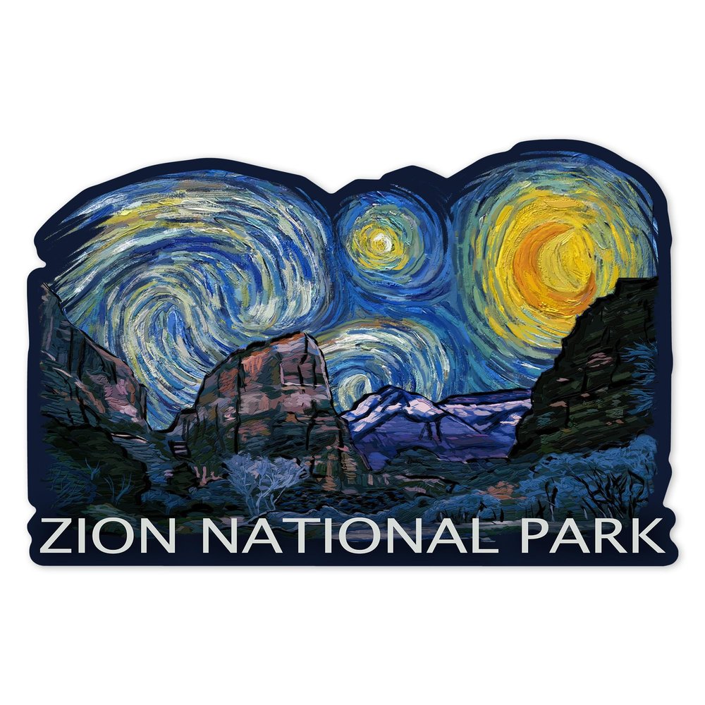 Die Cut Sticker Zion National Park, Utah, Starry Night National Park Series, Vinyl Sticker, (Waterproof Decal for Cars, Water Bottles, Laptops, Coolers), Large