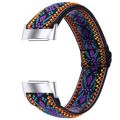 TryBest Watch Strap Compatible with Fitbit Charge 5,Women Men Stretch Breathable Sport Loop Wrist Lightweight Soft Nylon Replacement Wristband Adjustable 5.3-8.3 inch for Charge 5