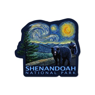 Die Cut Sticker Shenandoah National Park, Virginia, Starry Night National Park Series, Vinyl Sticker, (Waterproof Decal for Cars, Water Bottles, Laptops, Coolers), Large