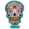 Lantern Press Sticker California, Day of The Dead, Sugar Skull, Teal Die Cut Vinyl, (Waterproof Decal for Cars, Water Bottles, Laptops, Coolers), Small view 1