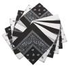 Western Style Paisley Bandanas, Bold Black & White Colors (Pack of 12) view 1