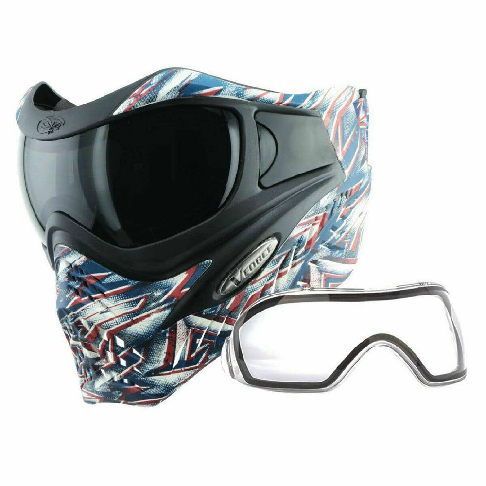 Vforce paintball VForce Special Edition Grill Paintball Mask Goggle - Spangled Hero w/Smoke & Clear Lens Red, Blue, White