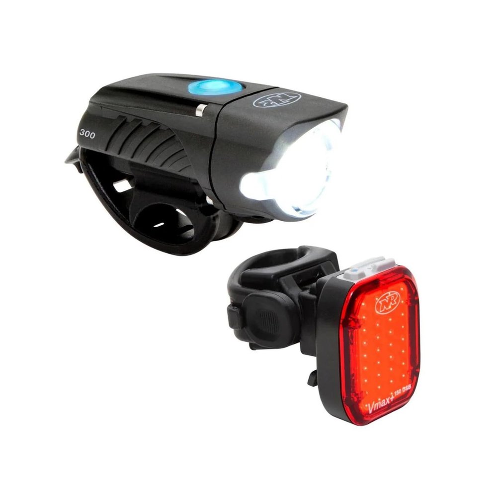 NiteRider Swift 300 Front Bike Light Vmax+ 150 Rear Bike Light Combo Pack- USB Rechargeable Bicycle Headlight LED Front Light Easy to Install Water Resistant Road Commuting Cycling Safety Flashlight