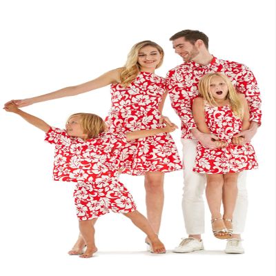 Matchable Family Hawaiian Aloha Shirt, Classic Vintage Hibiscus Red, Boy, Size 2