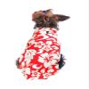 Matchable Family Hawaiian Luau Shirts, Classic Vintage Hibiscus Red, Dog, Medium view 4
