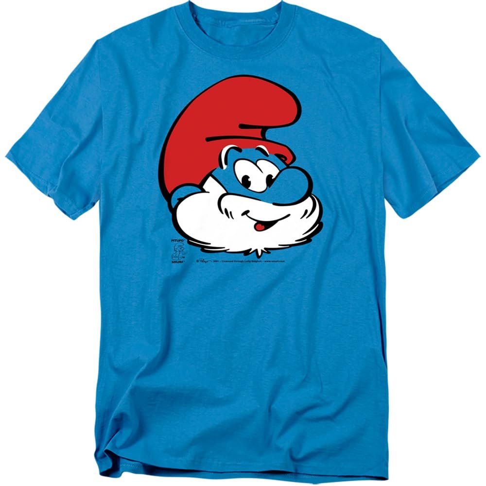 The Smurfs Papa Smurf Head Unisex Adult T Shirt,Turquoise,3X-Large