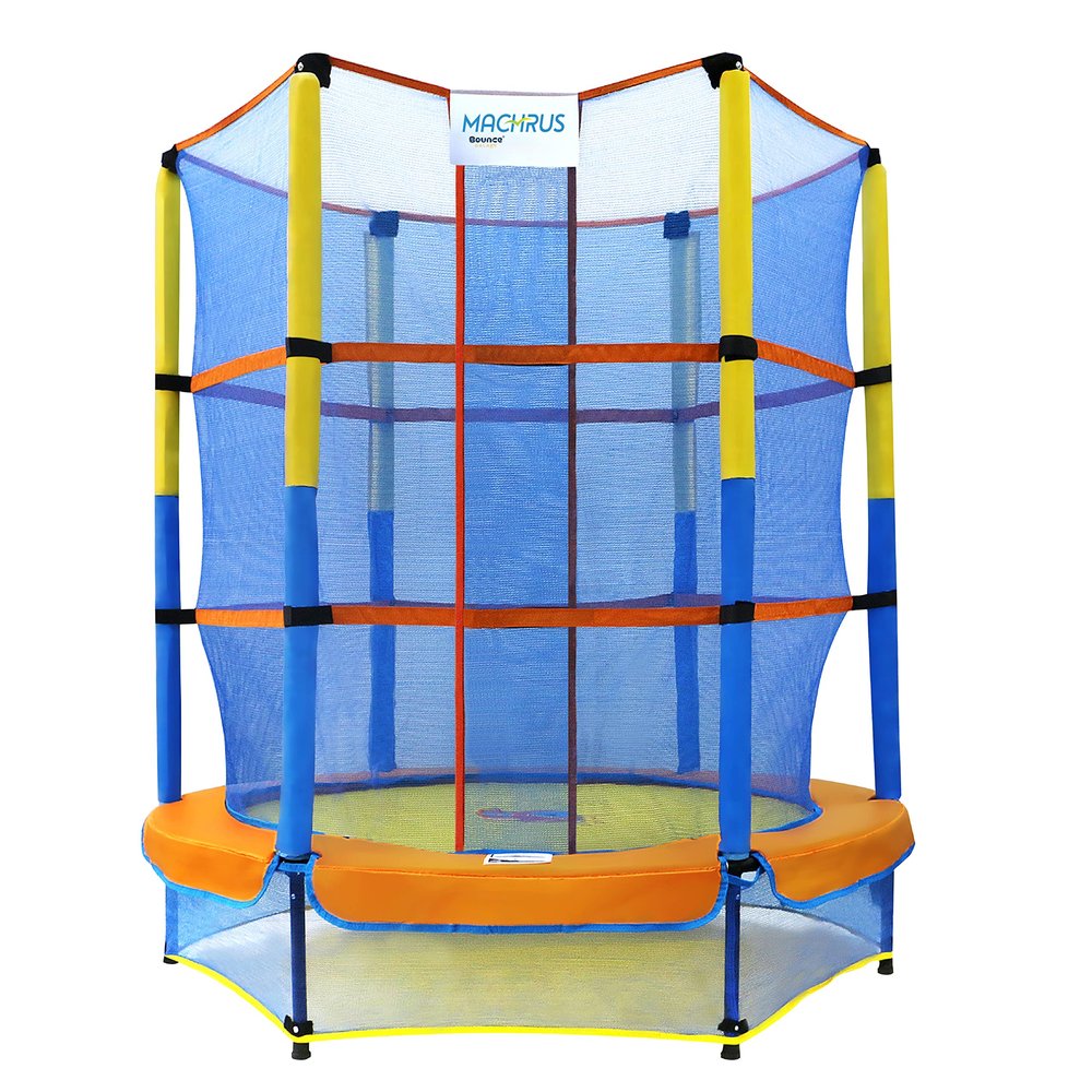 Machrus Upper Bounce 55" 60" Trampoline for Kids Toddler, Indoor Mini Toddler Trampoline with Safety Enclosure, Gifts for Children Age 3-8, Inside Bungee Cord System