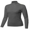 Made by Emma Fitted Gold Button Detail Soft Long Sleeve Mock Turtleneck Knit Sweater Hgrey XL view 1