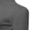 Made by Emma Fitted Gold Button Detail Soft Long Sleeve Mock Turtleneck Knit Sweater Hgrey XL view 4
